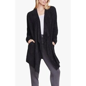 Barefoot Dreams Chic Lite Cardigan Womens L/XL Black Cozy Preppy‎ Comfort Luxury